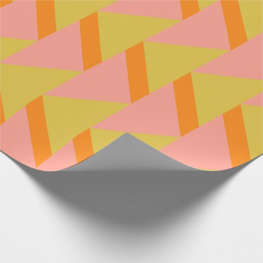 Retro Bright Yellow Orange geometrisches Muster Geschenkpapier (Ecke)