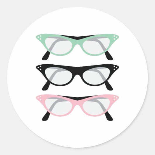Retro-Brille Runder Aufkleber (Vorderseite)