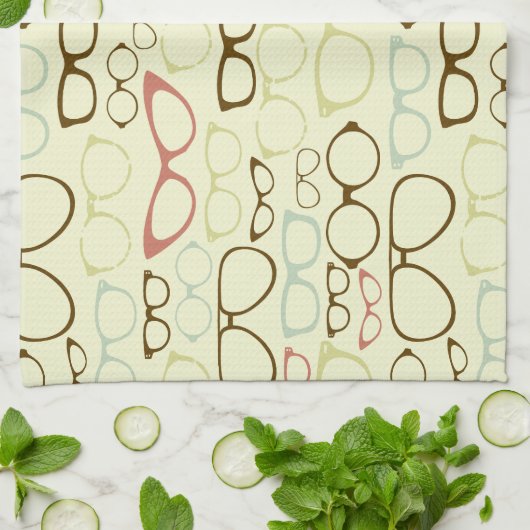 Retro Brillen-Hipster Geschirrtuch (Gefaltet)