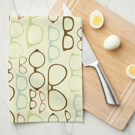 Retro Brillen-Hipster Geschirrtuch (Viertel Falte)