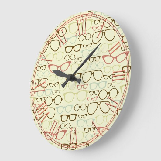 Retro Brillen-Hipster Große Wanduhr (Winkel)