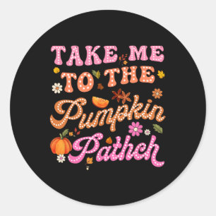 Retro bringen Sie mich zu den Blume des Pumpkappen Runder Aufkleber