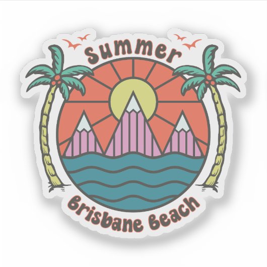 Retro Brisbane Beach Sunset Aufkleber (Vorderseite)