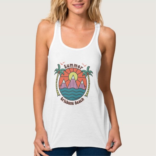 Retro Brisbane Beach Sunset Tank Top (Vorderseite)