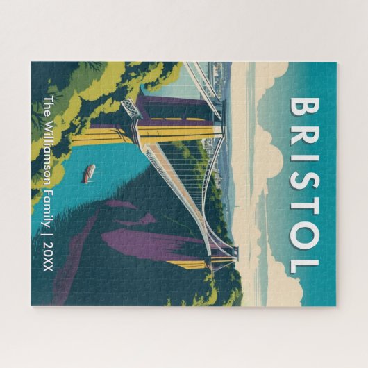 Retro Bristol Clifton Hängebrücke Puzzle (Horizontal)
