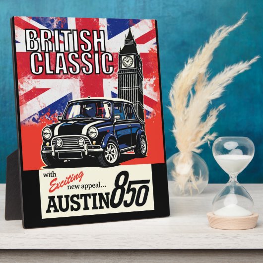 Retro britischer Oldtimer Pop-Art Vorderansicht Fotoplatte (Seite)