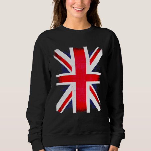 Retro British England Union Jack Uk Flag Patriotic Sweatshirt (Vorderseite)