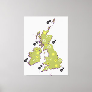 Retro British Isles Wetterkarte Leinwanddruck