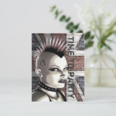 Retro British Punk Fashion Einladungen von geringe (Stehend Vorderseite)