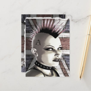 Retro British Punk Girl Postcard Postkarte
