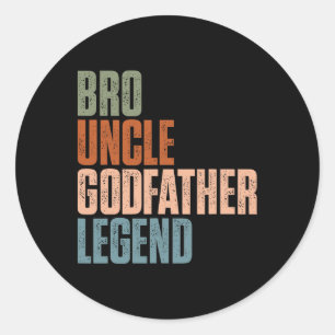 Retro Bro Onkel Godvater Legend Funny Oncles Fath Runder Aufkleber