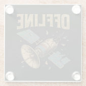 Retro Broken Satellite "OFFLINE" Space Art Glasuntersetzer (Rückseite)