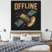 Retro Broken Satellite "OFFLINE" Space Art Leinwanddruck (Insitu (Schlafzimmer))