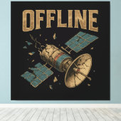 Retro Broken Satellite "OFFLINE" Space Art Leinwanddruck (Insitu (Holzboden))