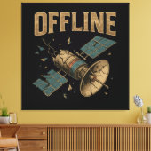 Retro Broken Satellite "OFFLINE" Space Art Leinwanddruck (Insitu (Wohnzimmer))