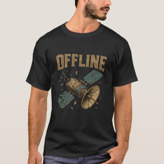 Retro Broken Satellite "OFFLINE" Space Art T-Shirt