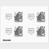 Retro-Brooding-Uhu zeichnend Buchzeichen Rechteckiger Aufkleber (Blatt)