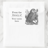 Retro-Brooding-Uhu zeichnend Buchzeichen Rechteckiger Aufkleber (Tasche)