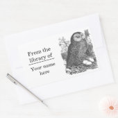 Retro-Brooding-Uhu zeichnend Buchzeichen Rechteckiger Aufkleber (Umschlag)