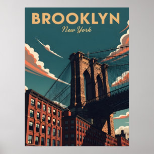 Retro Brooklyn Brücke New York City Skyline Poster