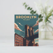 Retro Brooklyn überbrücken die New Yorker City-Sky Postkarte (Stehend Vorderseite)