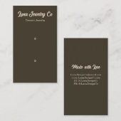 Retro Brown 2 Button Schmuck Business Card Visitenkarte (Vorne/Hinten)