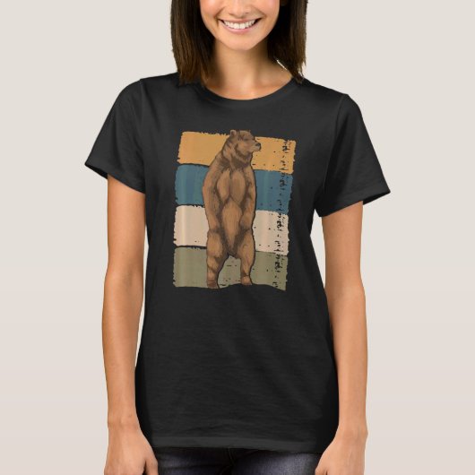 Retro Brown Bear Animal Wildlife Bär T-Shirt (Vorderseite)