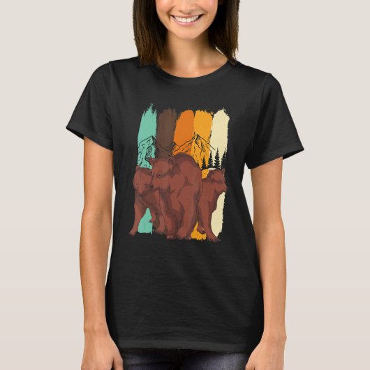 Retro Brown Bear Forest Animal Nature Bear T-Shirt (Vorderseite)