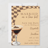 Retro Brown Beige Espresso Martini Foto Wedding Save The Date (Vorderseite)