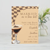 Retro Brown Beige Espresso Martini Foto Wedding Save The Date (Stehend Vorderseite)
