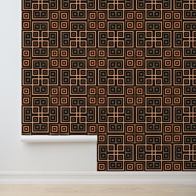 Retro Brown & Black Geometric Modern Classy Deko Tapete (Anwendung)
