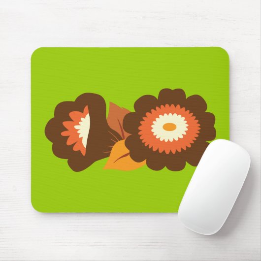 Retro-Brown-Blume Mousepad (Mit Mouse)