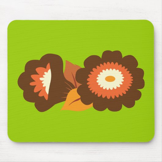 Retro-Brown-Blume Mousepad (Vorne)