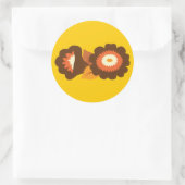 Retro-Brown-Blume Runder Aufkleber (Tasche)