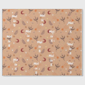 Retro Brown Boho Whimsical Personalisiert Geburtst Geschenkpapier (Flach)