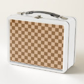 Retro Brown Checkered Metall Brotdose (Vorderseite)