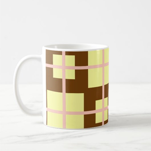 Retro Brown | Cream Checker Pattern Coffee Mug  Kaffeetasse (Links)
