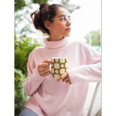 Retro Brown | Cream Checker Pattern Coffee Mug  Kaffeetasse