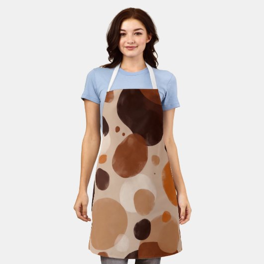 Retro Brown Dot Pattern All-Over Print Apron Schürze (Getragen)