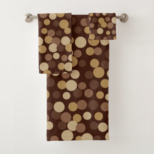 Retro Brown Dots Badezimmer Handtuch Set (Insitu)
