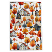 Retro Brown Floral Pattern Mittlere Geschenktüte (Vorderseite)