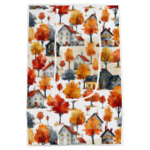 Retro Brown Floral Pattern Mittlere Geschenktüte (Rückseite)