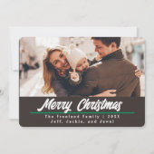 Retro Brown Foto Weihnachtskarte | Horizontal Einladung (Vorderseite)