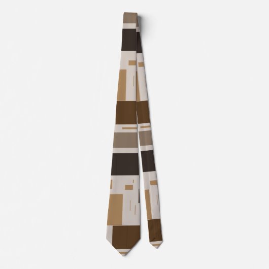 Retro Brown Geometric Muster Männergestelle Krawatte (Vorderseite)