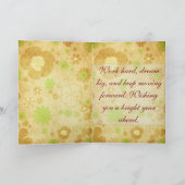 Retro Brown Green Mod Floral Birthday Card Karte (Innenseite)