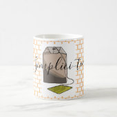 Retro Brown Green Tee Beutel auf Orange Bricks Kaffeetasse (Mittel)