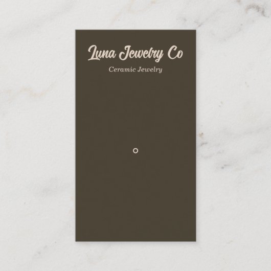 Retro Brown Minimal 1 Button Schmuck Business Card Visitenkarte (Vorderseite)