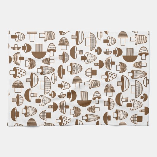 Retro Brown Mushroom-Muster Geschirrtuch (Horizontal)