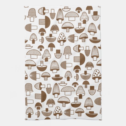 Retro Brown Mushroom-Muster Geschirrtuch (Vertikal)