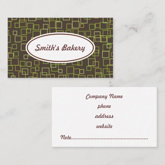 Retro Brown Muster Business Card Visitenkarte (Vorne/Hinten)